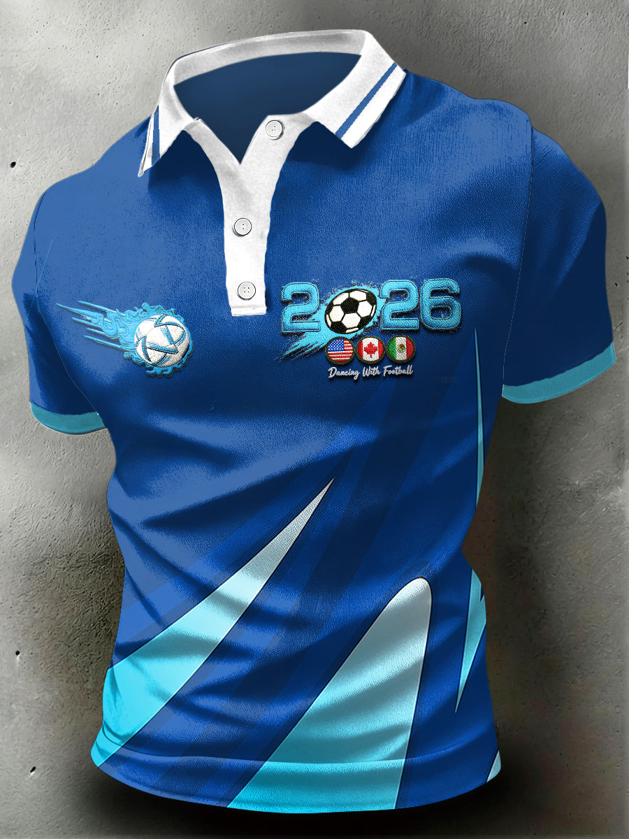 Men's Blue Canada Football World Cup 2026 Print Casual Polo Shirt