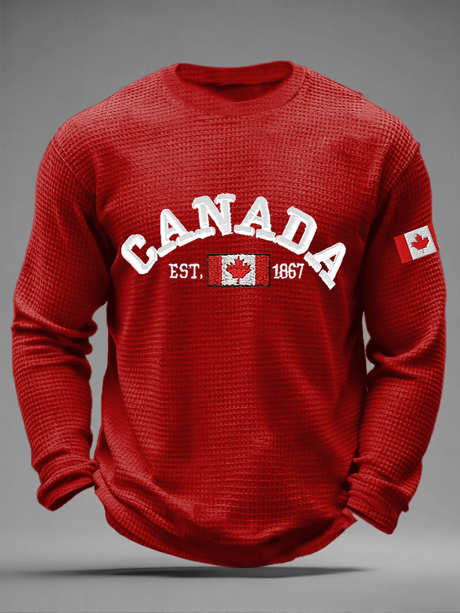 Men's CANADA Waffle Print Casual T-shirt
