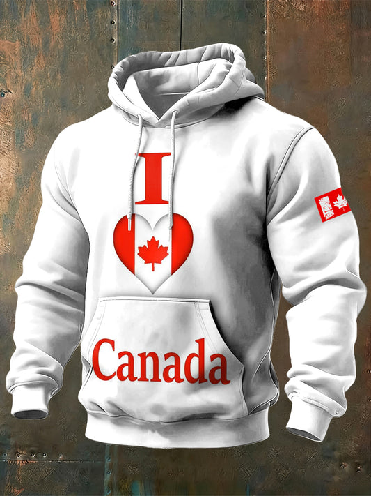 Men's Canada Flag Print White Sweatshirt