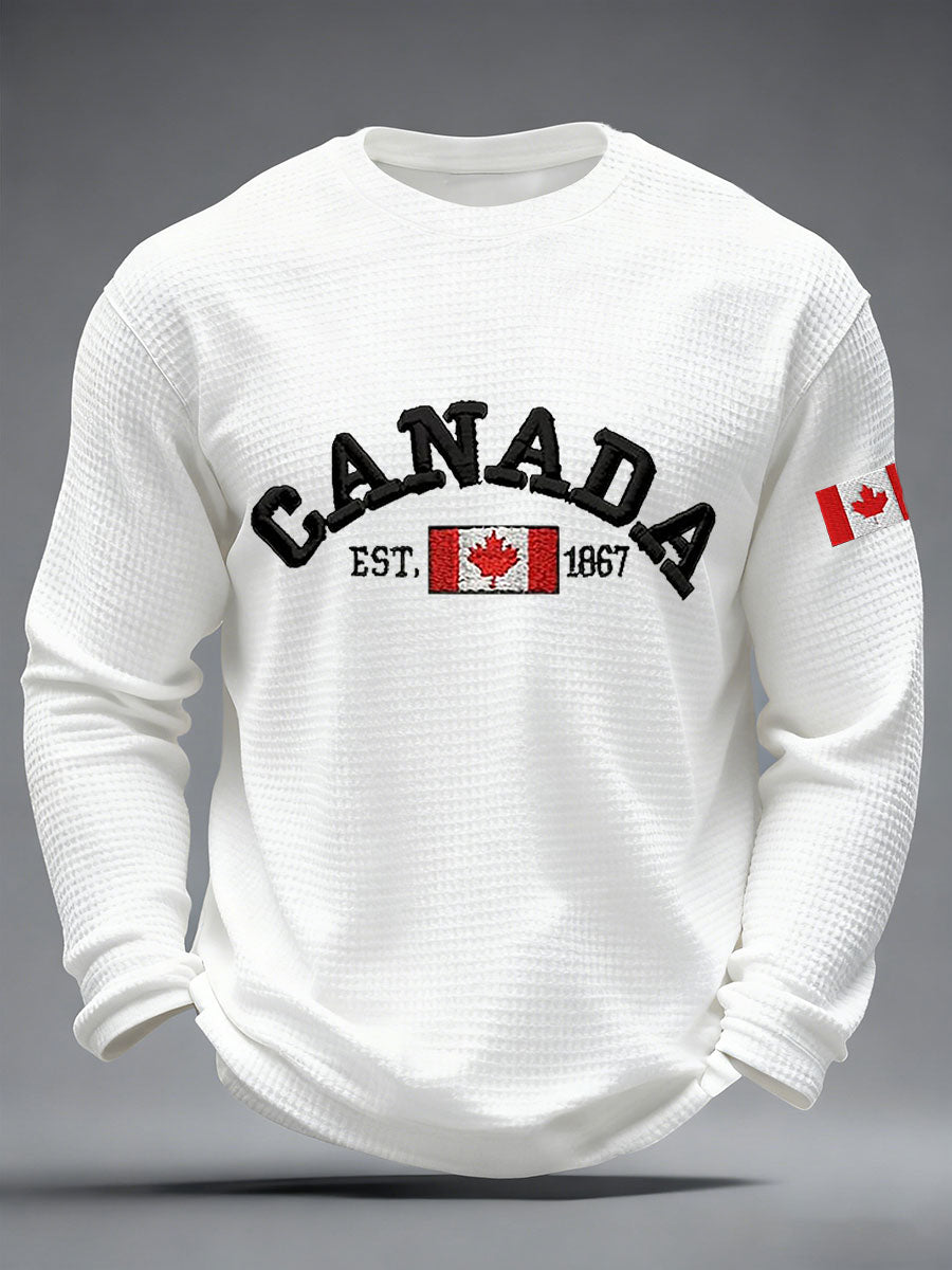 Men's CANADA Waffle Print Casual T-shirt