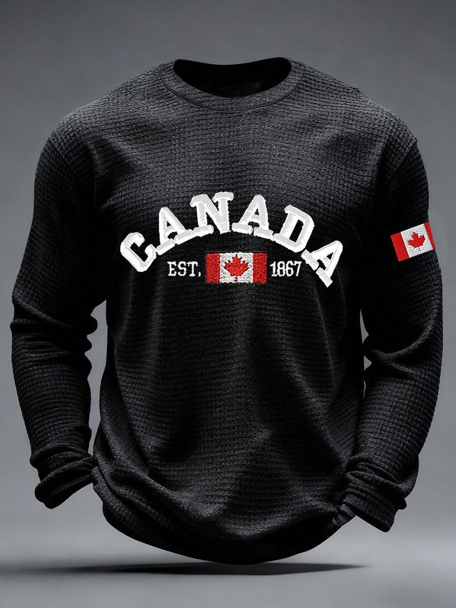 Men's CANADA Waffle Print Casual T-shirt