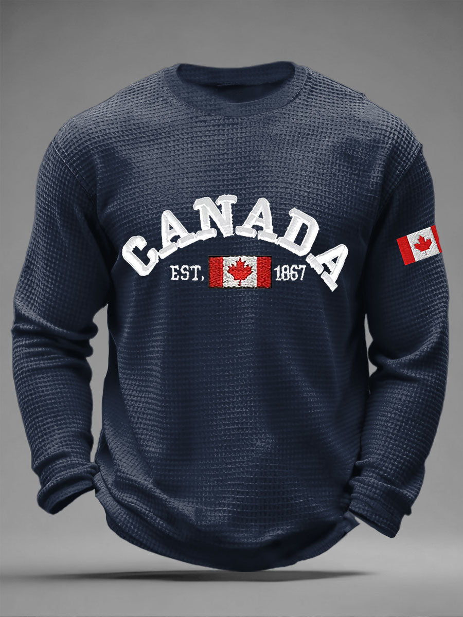 Men's CANADA Waffle Print Casual T-shirt