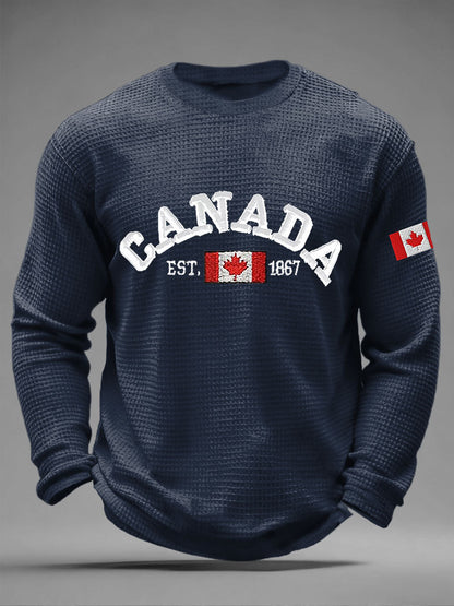 Men's CANADA Waffle Print Casual T-shirt