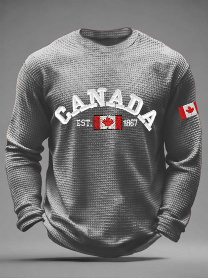 Men's CANADA Waffle Print Casual T-shirt