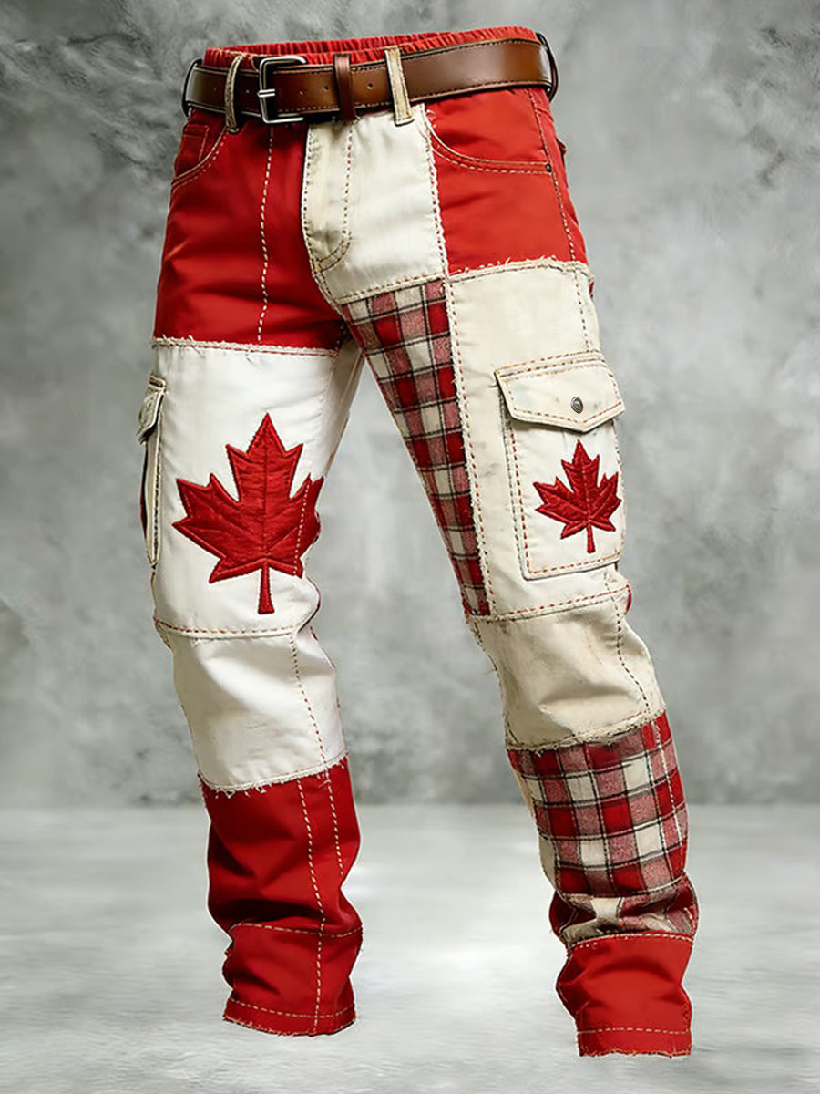 Men's Maple Leaf Print Casual Pants