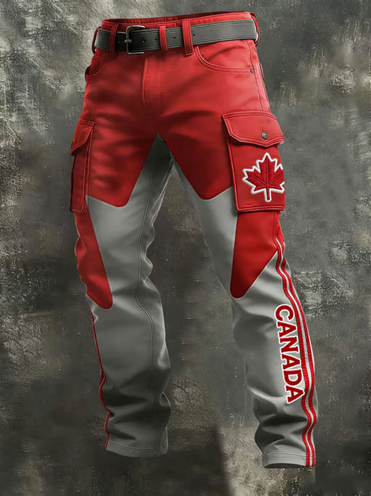 Men's Maple Leaf Print Casual Pants