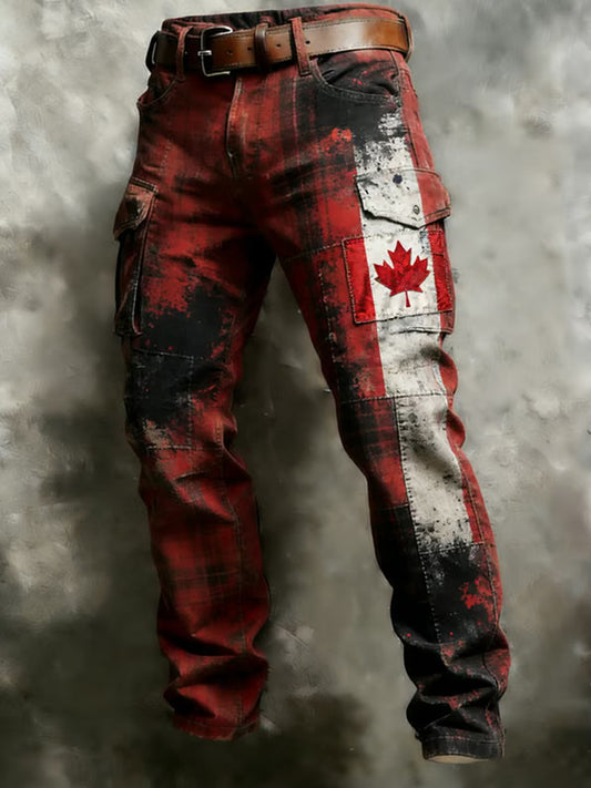 Men's Maple Leaf Print Casual Pants