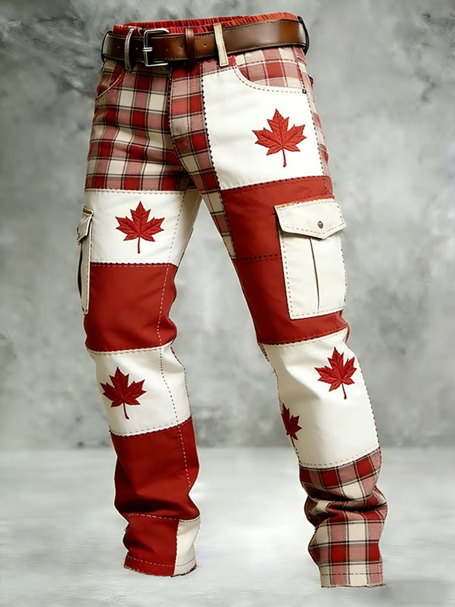 Men's Maple Leaf Print Casual Pants