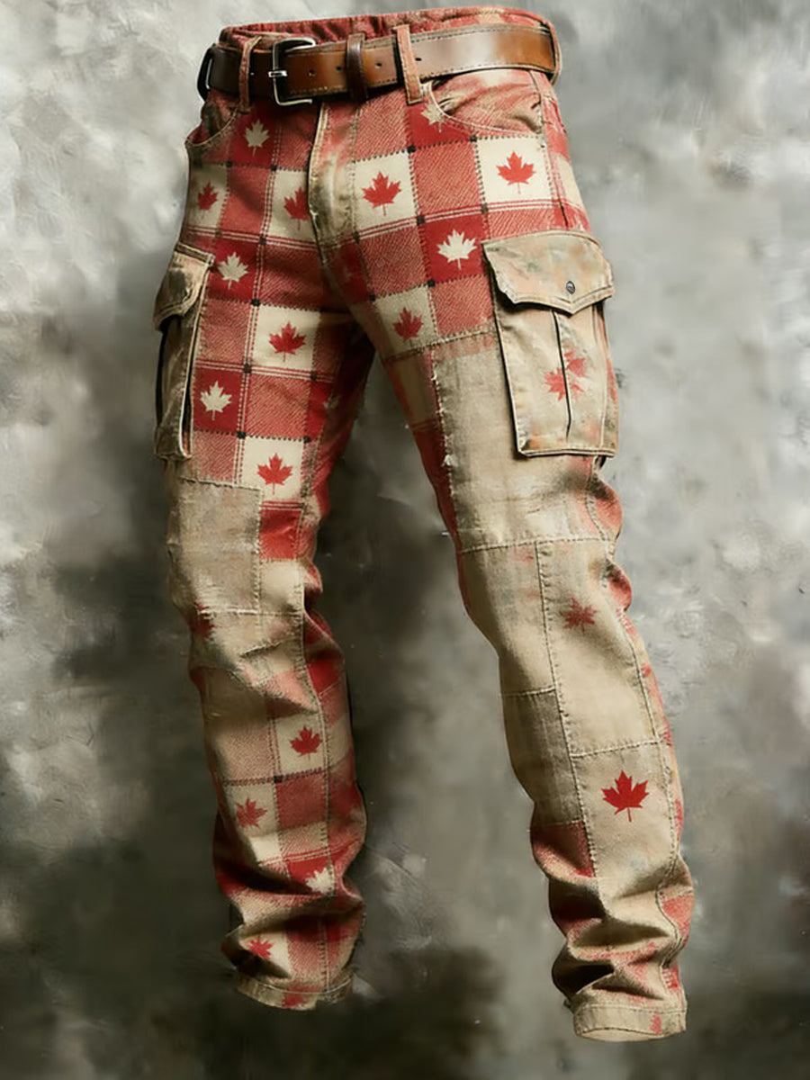Men's Maple Leaf Print Casual Pants