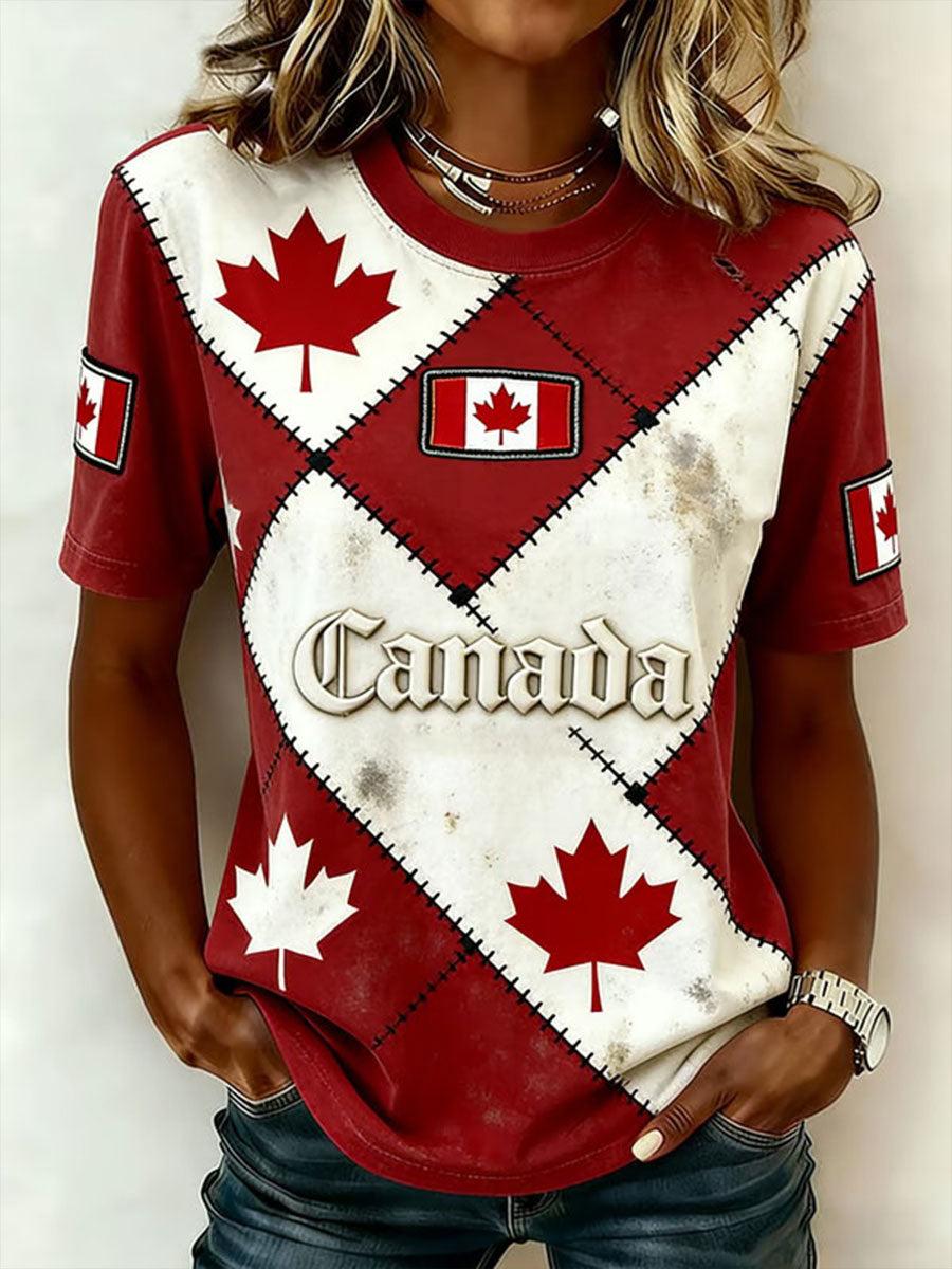 Women's Canada Printed Casual T-Shirt