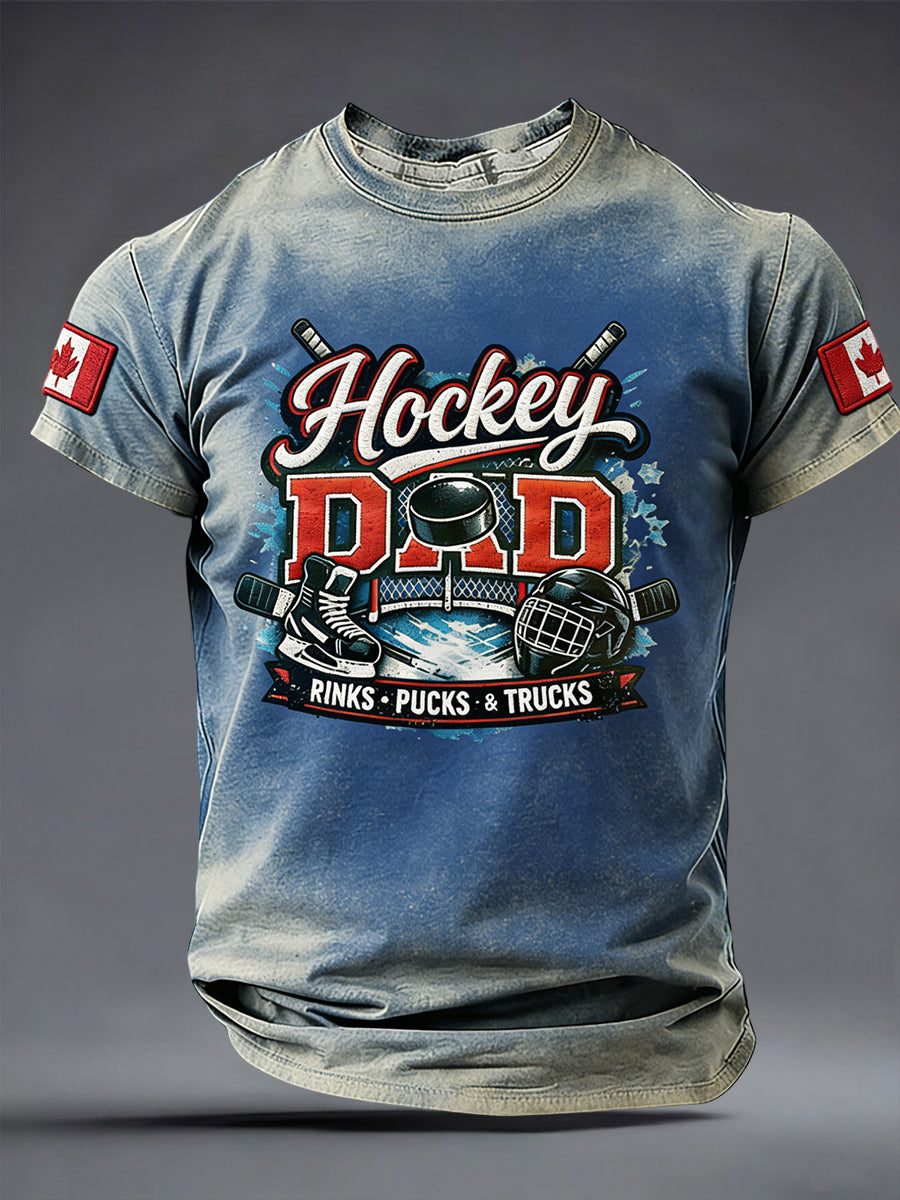 Retro Canadian Father's Day Hockey Dad Casual T-Shirt
