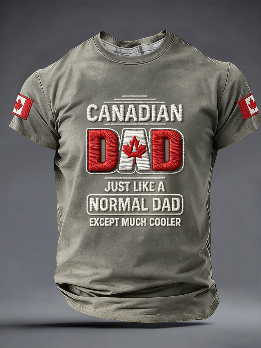 Retro Canadian Father's Day Hockey Fan Casual T-Shirt