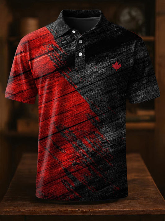 Men's Canadian Maple Leaf Geometric Print Casual Top