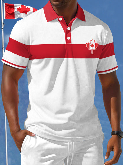 Men's Patriotic Canadian Maple Leaf Print Casual Top