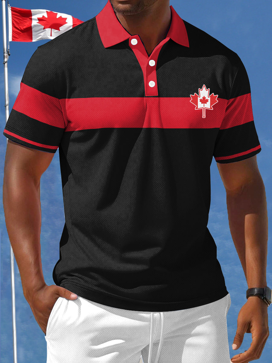 Men's Patriotic Canadian Maple Leaf Print Casual Top