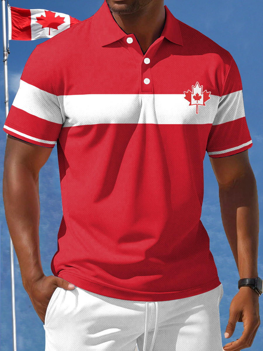 Men's Patriotic Canadian Maple Leaf Print Casual Top