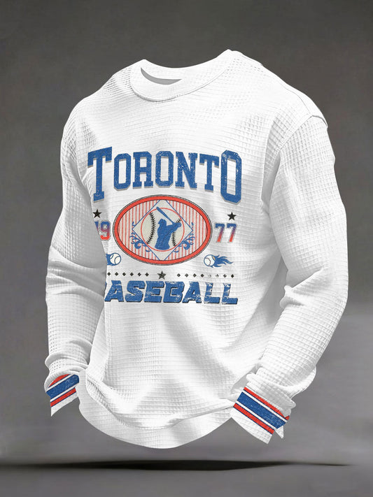 Men's Toronto Baseball Waffle Print Casual T-Shirt