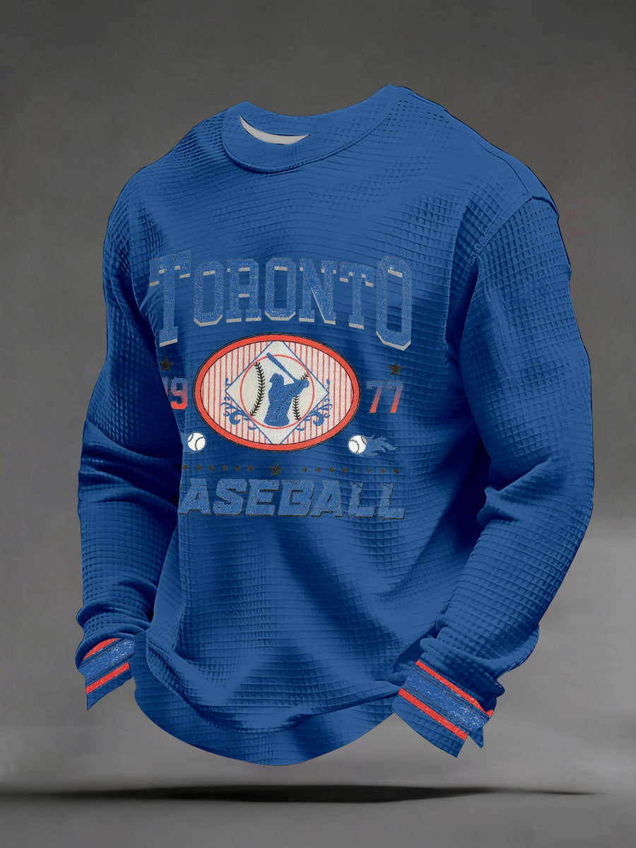 Men's Toronto Baseball Waffle Print Casual T-Shirt