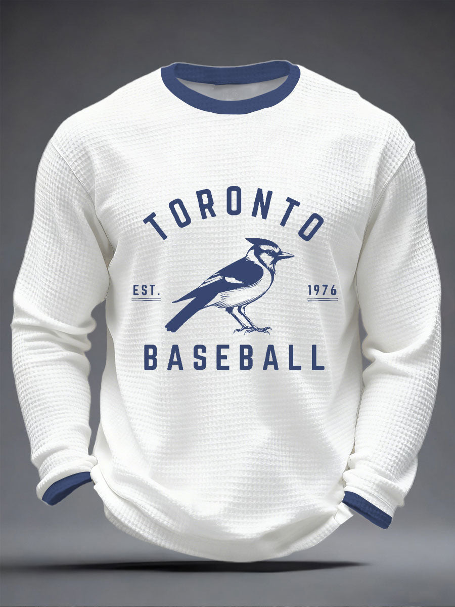 Men's Toronto Baseball Waffle Print Casual T-Shirt