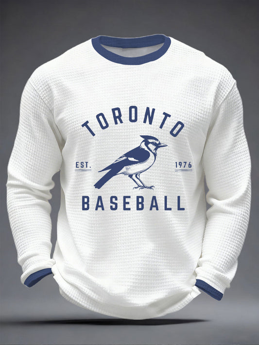 Men's Toronto Baseball Waffle Print Casual T-Shirt