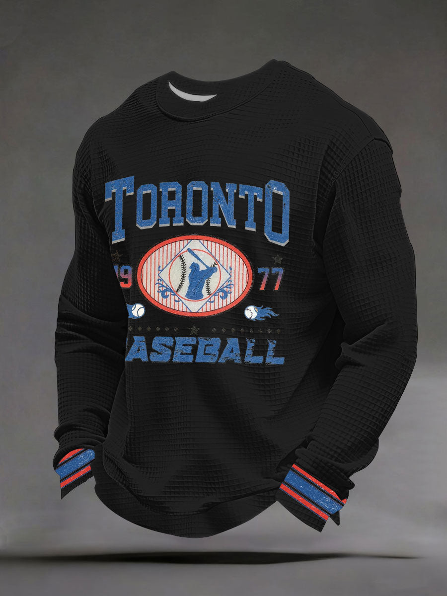 Men's Toronto Baseball Waffle Print Casual T-Shirt