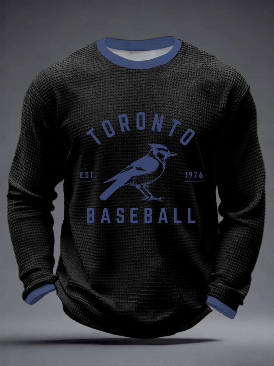 Men's Toronto Baseball Waffle Print Casual T-Shirt