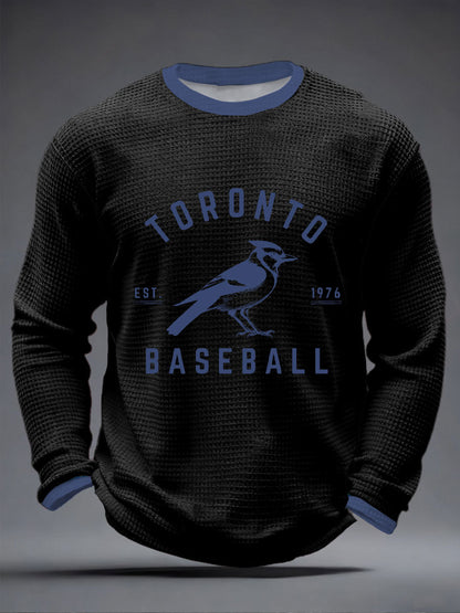 Men's Toronto Baseball Waffle Print Casual T-Shirt