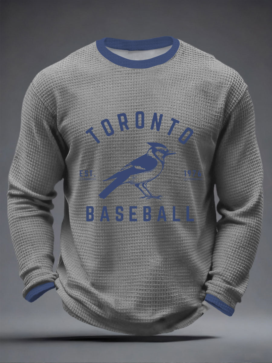 Men's Toronto Baseball Waffle Print Casual T-Shirt