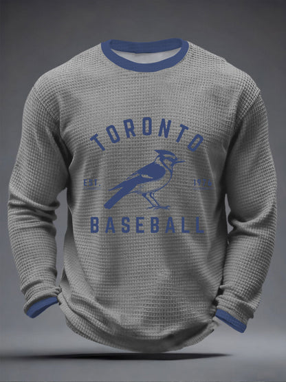 Men's Toronto Baseball Waffle Print Casual T-Shirt