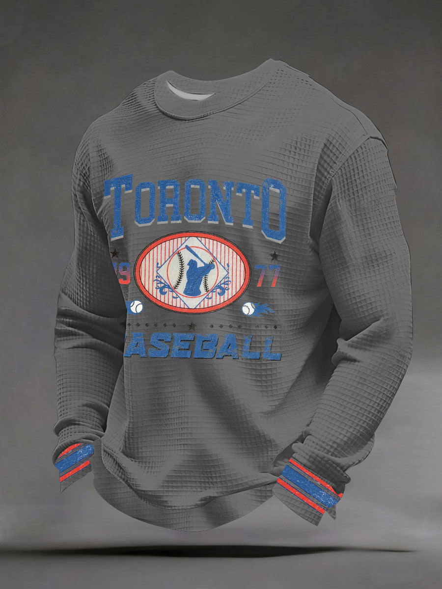 Men's Toronto Baseball Waffle Print Casual T-Shirt