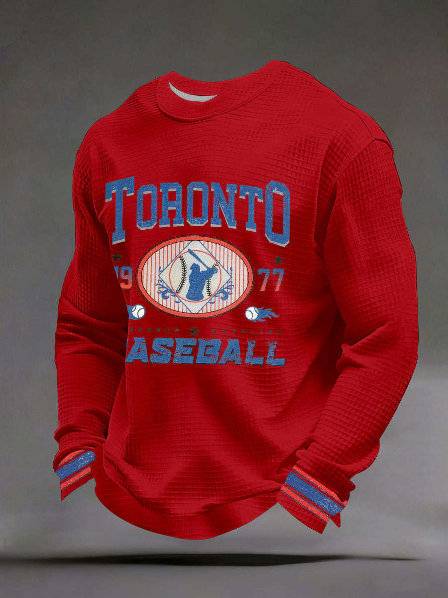 Men's Toronto Baseball Waffle Print Casual T-Shirt