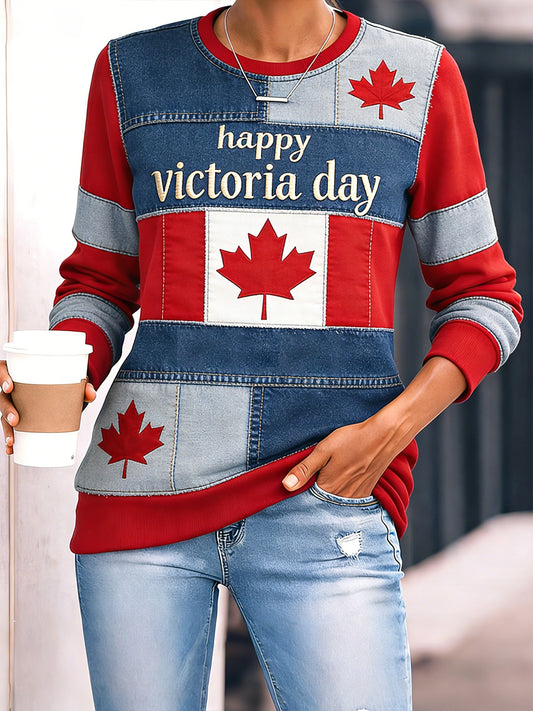 Women's Victoria Day Print Long-Sleeved Top
