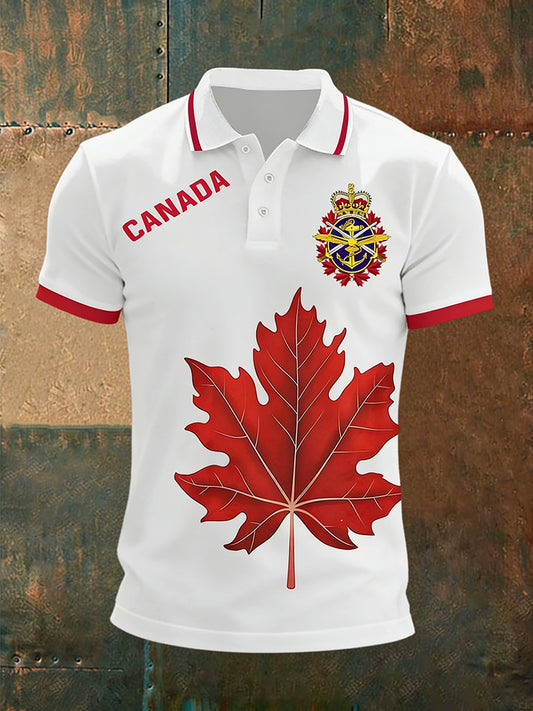 Retro Canadian Victoria Day Graphic Casual Polo Shirt