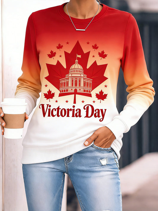 Women's Victoria Day Print Long-Sleeved Top
