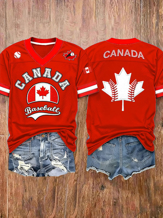 Women's Baseball Print Casual T-Shirt