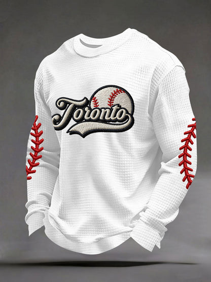 Men's Baseball Waffle Print Casual T-Shirt