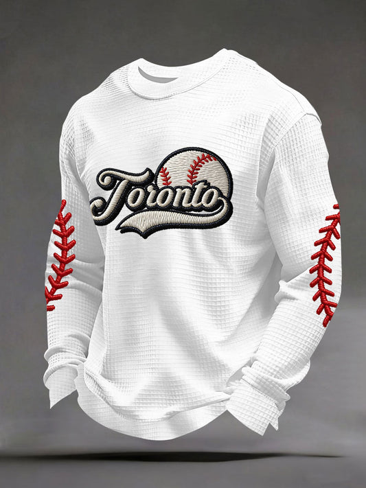 Men's Baseball Waffle Print Casual T-Shirt