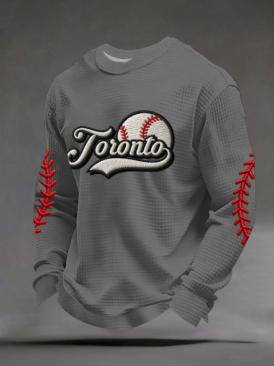Men's Baseball Waffle Print Casual T-Shirt