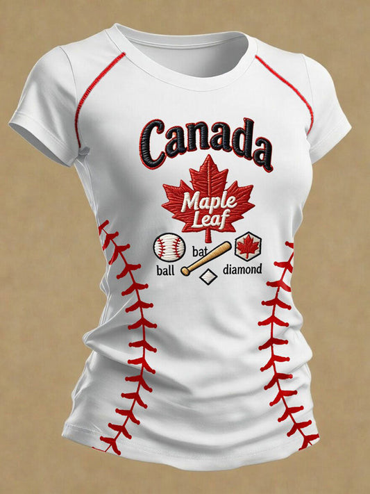 Women's Baseball Print Casual T-Shirt