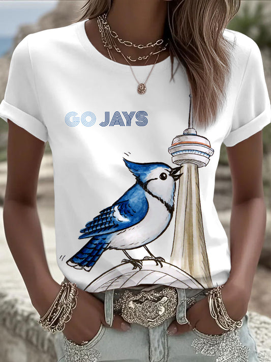 Women's Baseball Print Casual T-Shirt