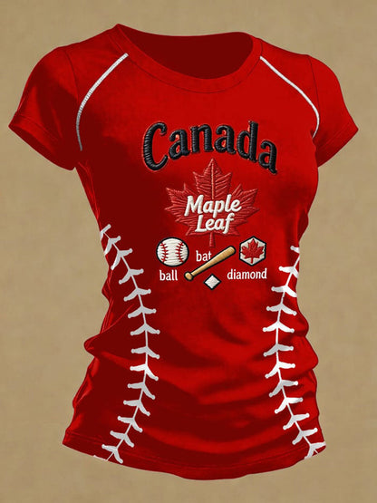 Women's Baseball Print Casual T-Shirt
