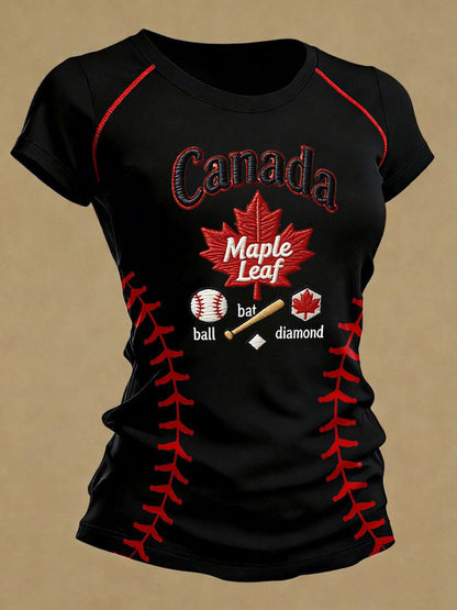 Women's Baseball Print Casual T-Shirt