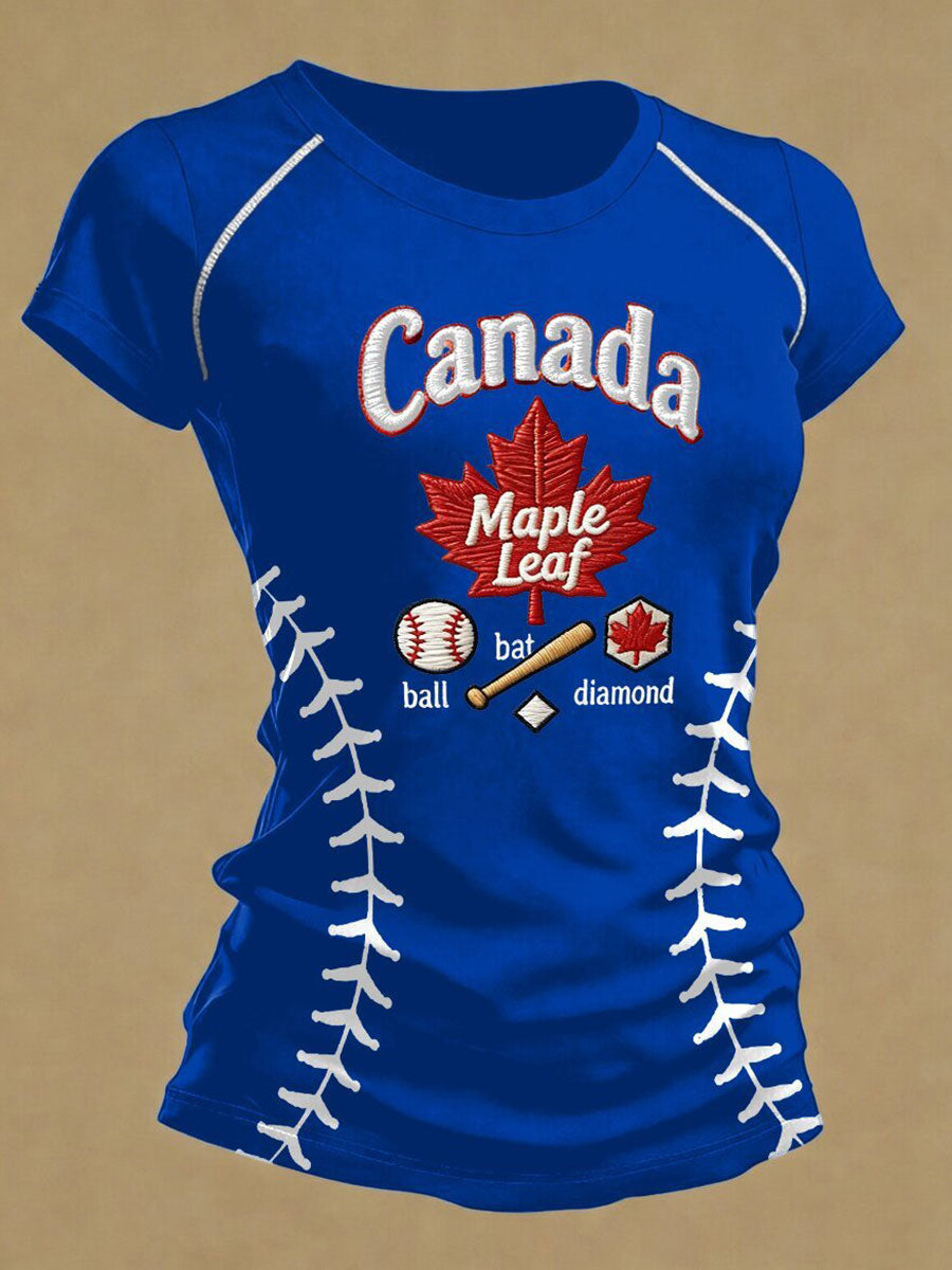 Women's Baseball Print Casual T-Shirt