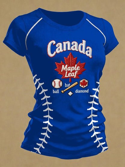 Women's Baseball Print Casual T-Shirt