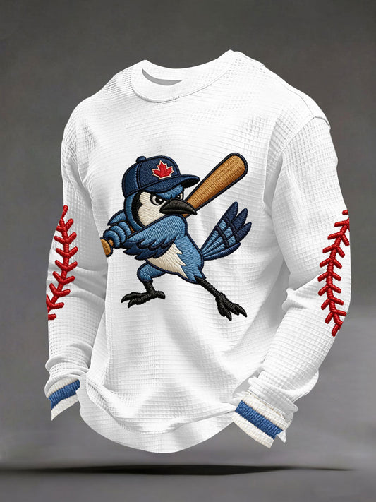 Men's Baseball Waffle Print Casual T-Shirt