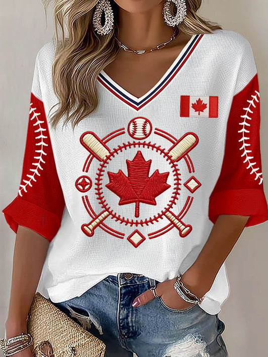 Women's Baseball Print Casual T-Shirt