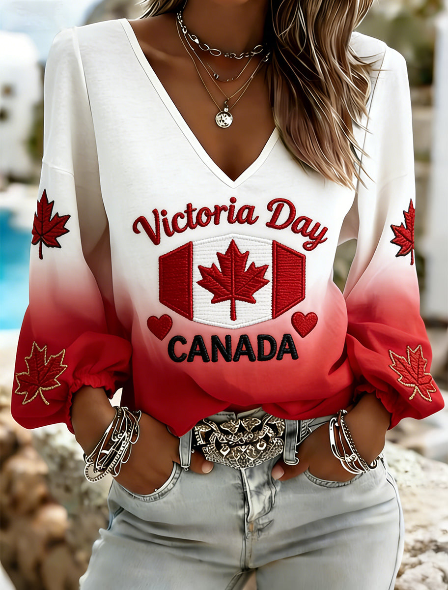 Women's Victoria Day Print Long-Sleeved T-Shirt