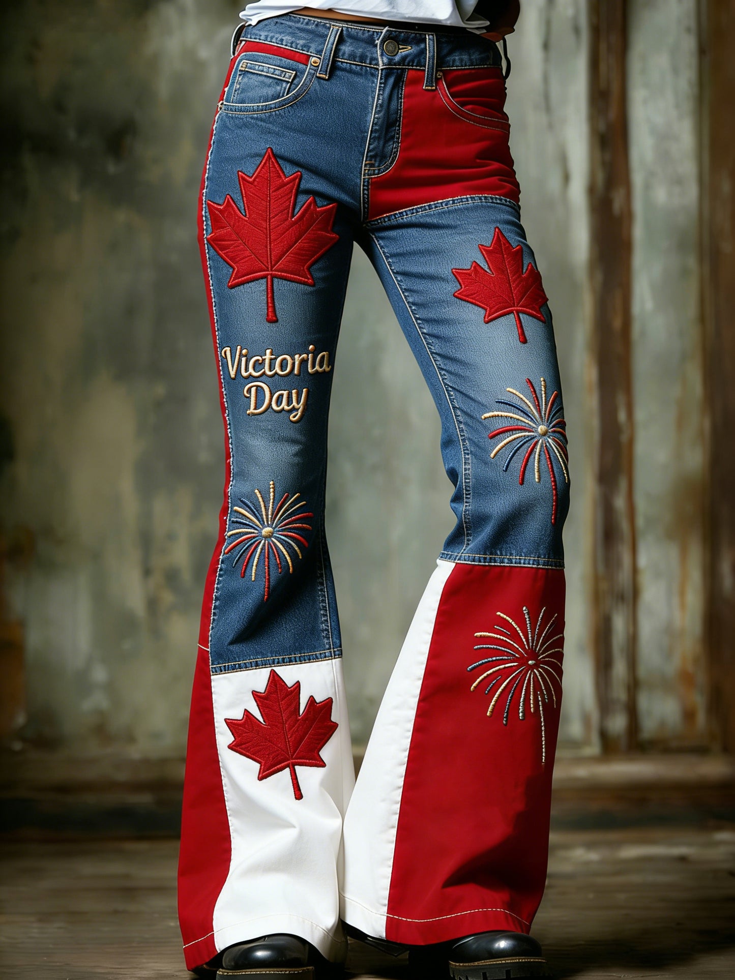 Women's Victoria Day Print Flared Pants