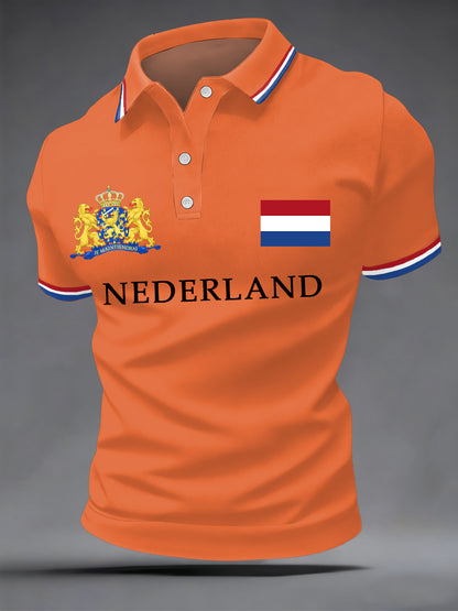 Men's Nederland Print Koningsdag Casual Top