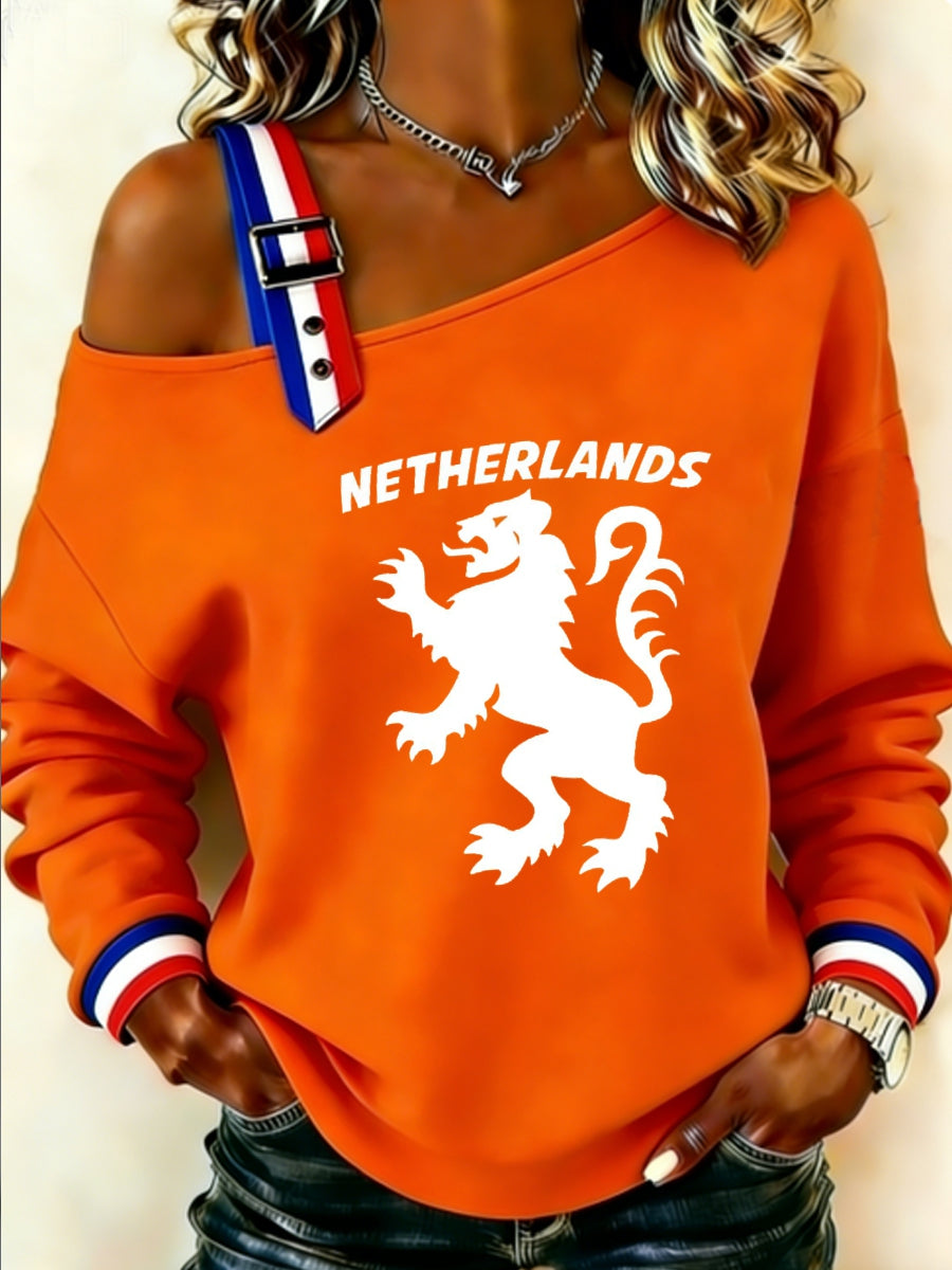 Women's Konings Dag Dutch Republic Lion Netherlands Flag Sweatshirt